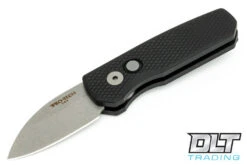 Pro-Tech Runt 5 - Textured Black Handle - Stonewashed Blade