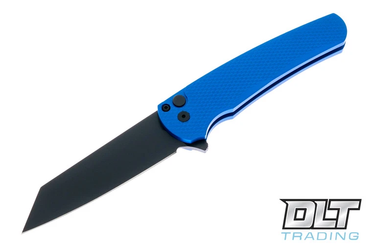 Pro-Tech Malibu Reverse Tanto - Textured Blue Handle - Black DLC M390 Blade 1 Pro-Tech Malibu Reverse Tanto - Textured Blue Handle - Black DLC M390 Blade