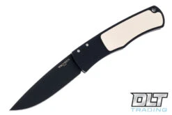 Pro-Tech BR-1 Bolster Release - Black Handle - Ivory Micarta Inlay - Black Blade