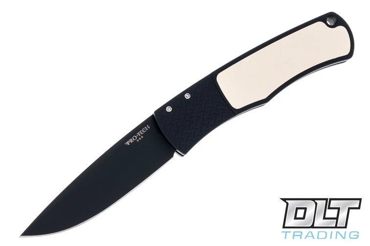 Pro-Tech BR-1 Bolster Release - Black Handle - Ivory Micarta Inlay - Black Blade 1 Pro-Tech BR-1 Bolster Release - Black Handle - Ivory Micarta Inlay - Black Blade