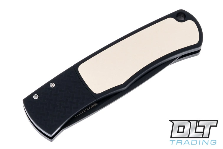 Pro-Tech BR-1 Bolster Release - Black Handle - Ivory Micarta Inlay - Black Blade 4 Pro-Tech BR-1 Bolster Release - Black Handle - Ivory Micarta Inlay - Black Blade - Image 4