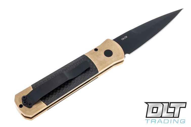 Pro-Tech Godson - Bronze Handle - Carbon Fiber Inlay - Stonewashed Blade 2 Pro-Tech Godson - Bronze Handle - Carbon Fiber Inlay - Stonewashed Blade - Image 2