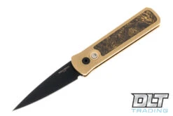 Pro-Tech Custom Godson - Bronze Handle - Gold Dark Matter Fat Carbon Inlay - Black Blade
