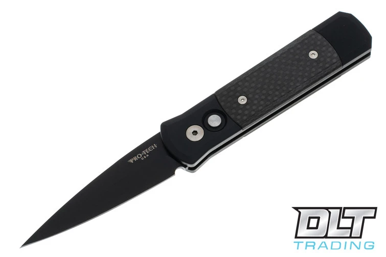 Pro-Tech Godson - Black Handle - Carbon Fiber Inlay - Black Blade 1 Pro-Tech Godson - Black Handle - Carbon Fiber Inlay - Black Blade