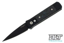 Pro-Tech Godson - Black Handle - Blue Dark Matter Carbon Fiber Inlay - Black Blade